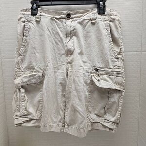 Mens CHAPS Ralph Lauren Tan Kahki Beige Cargo Shorts Pants Pockets Cotton 32